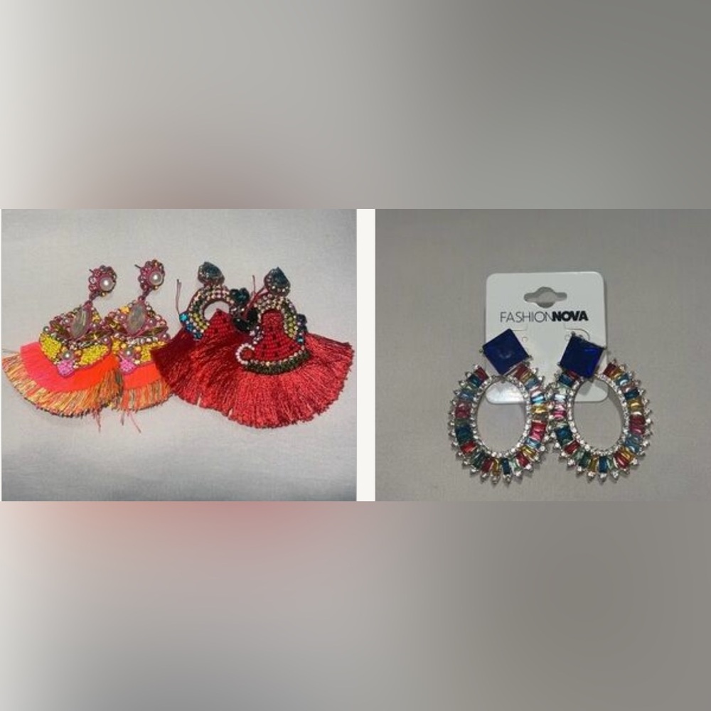 Fashion Nova Multicolor Statement Earrings Combo